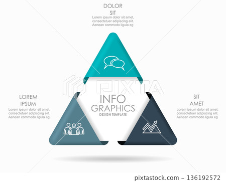 Stylish infographic template with folded ribbon corners, icons, and text blocks. Vector illustration. Stylish infographic template with folded ribbon corners, icons, and text blocks. Vector illustration. 136192572