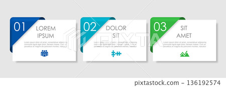 Modern infographic icons and text blocks perfect for business processes, presentations, educational content. Vector illustration. Modern infographic icons and text blocks perfect for business processes, presentations, educational content. Vector illustration. 136192574