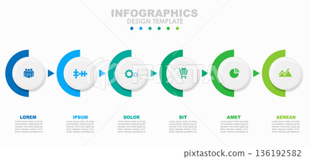 Infographic flow chart with icons and arrows, ideal for visualizing processes, workflows, or timelines. Vector illustration. Infographic flow chart with icons and arrows, ideal for visualizing processes, workflows, or timelines. Vector illustration. 136192582