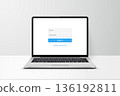 Login form on laptop screen. Laptop with login and password page. 136192811