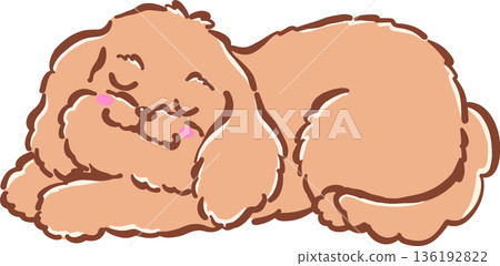 Adorable Sleeping Cavoodle Dog Peacefully Hand Drawn Cartoon Whimsical Adorable Sleeping Cavoodle Dog Peacefully Hand Drawn Cartoon Whimsical 136192822