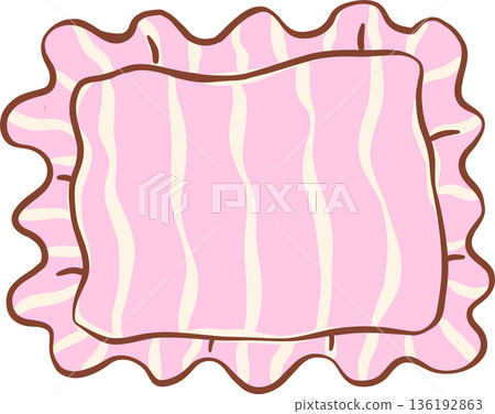 Hand drawn Pink Striped Frilly Pillow Illustration Hand drawn Pink Striped Frilly Pillow Illustration 136192863