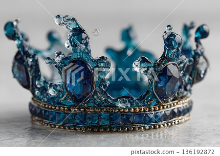 Opulent Sapphire Crown Design for Jewelry Promotion and Elegant Display Generative AI 136192872