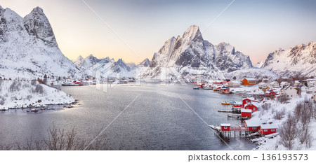 Outstanding panorama of Reine town. 136193573