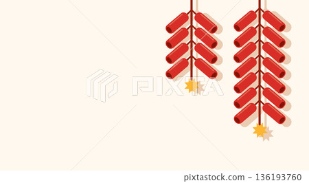 Hanging Chinese Firecrackers background Vector Illustration 136193760