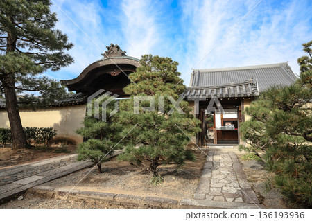Traditional Entrance Of Soken in Temple Surrounded By Pine Trees Traditional Entrance Of Soken in Temple Surrounded By Pine Trees 136193936
