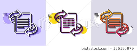 Marketing line icon. Halftone dotted pattern. Gradient icon with grain shadow. Page with arrows sign. Article symbol. Line marketing icon. Various designs. Vector 136193979