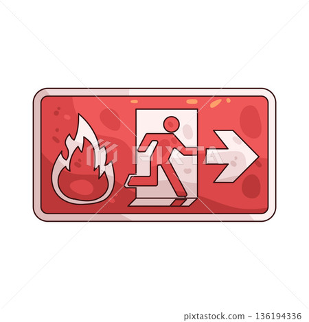 illustration of fire exit sign 136194336