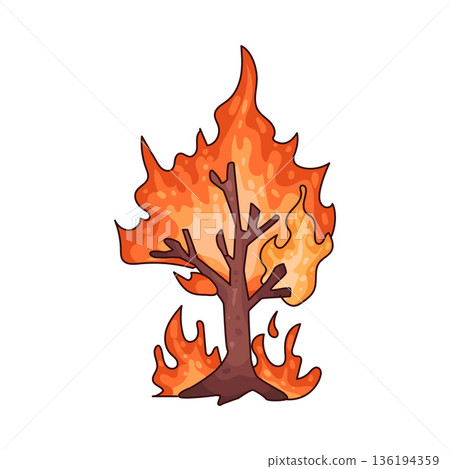 illustration of burning tree illustration of burning tree 136194359