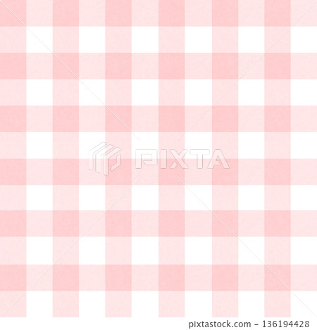 Seamless pattern of hand drawn watercolor light red checkered fabric. Classic Vichy plaid texture for picnic, kitchen and baby design. 136194428