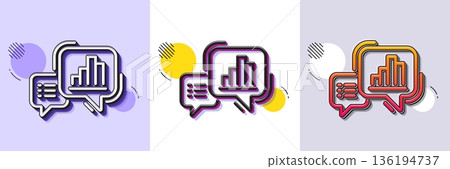 Graph line icon. Halftone dotted pattern. Gradient icon with grain shadow. Column chart sign. Growth diagram symbol. Line graph chart icon. Various designs. Vector Graph line icon. Halftone dotted pattern. Gradient icon with grain shadow. Column chart sign. Growth diagram symbol. Line graph chart icon. Various designs. Vector 136194737