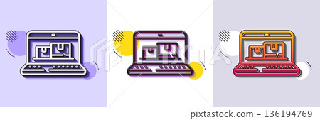 Web inventory line icon. Halftone dotted pattern. Gradient icon with grain shadow. Wholesale computer sign. Warehouse system symbol. Line web inventory icon. Various designs. Vector Web inventory line icon. Halftone dotted pattern. Gradient icon with grain shadow. Wholesale computer sign. Warehouse system symbol. Line web inventory icon. Various designs. Vector 136194769