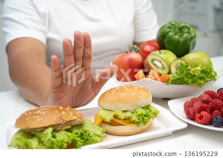 Junk food no good health eating for diet. 136195229