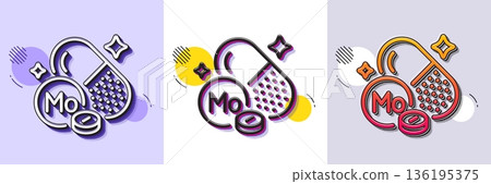 Molybdenum mineral line icon. Halftone dotted pattern. Gradient icon with grain shadow. Chemical element Mo sign. Capsule or pill symbol. Line molybdenum mineral icon. Various designs. Vector Molybdenum mineral line icon. Halftone dotted pattern. Gradient icon with grain shadow. Chemical element Mo sign. Capsule or pill symbol. Line molybdenum mineral icon. Various designs. Vector 136195375