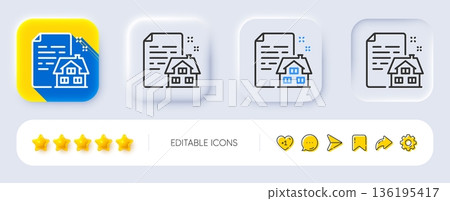 Lease contract line icon. Neumorphic, Flat shadow, 3d buttons. Rent house sign. Property agreement symbol. Line lease contract icon. Social media icons. Vector Lease contract line icon. Neumorphic, Flat shadow, 3d buttons. Rent house sign. Property agreement symbol. Line lease contract icon. Social media icons. Vector 136195417