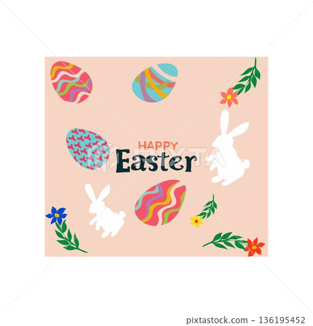 Print Happy Easter Egg Shape Spring Flowers Bunnies free vector illustration Print Happy Easter Egg Shape Spring Flowers Bunnies free vector illustration 136195452