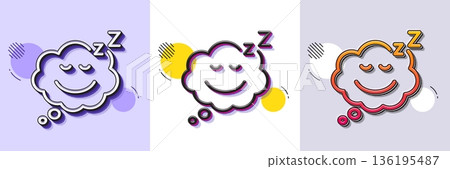 Sleep line icon. Halftone dotted pattern. Gradient icon with grain shadow. Night rest sign. Comic speech bubble with smile symbol. Line sleep icon. Various designs. Vector Sleep line icon. Halftone dotted pattern. Gradient icon with grain shadow. Night rest sign. Comic speech bubble with smile symbol. Line sleep icon. Various designs. Vector 136195487