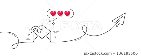 Receive Mail download line icon. Continuous line with share plane. Incoming Messages correspondence sign. E-mail symbol. Hearts rate review in speech bubble. Receive Mail single line ribbon. Vector Receive Mail download line icon. Continuous line with share plane. Incoming Messages correspondence sign. E-mail symbol. Hearts rate review in speech bubble. Receive Mail single line ribbon. Vector 136195500