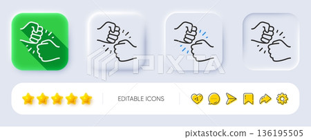 Fist bump line icon. Neumorphic, Flat shadow, 3d buttons. Friends gesture hit sign. Bro hand symbol. Line fist bump icon. Social media icons. Vector Fist bump line icon. Neumorphic, Flat shadow, 3d buttons. Friends gesture hit sign. Bro hand symbol. Line fist bump icon. Social media icons. Vector 136195505
