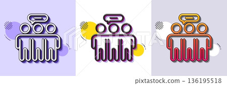 Employees group line icon. Halftone dotted pattern. Gradient icon with grain shadow. Collaboration sign. Development partners symbol. Line employees group icon. Various designs. Vector 136195518