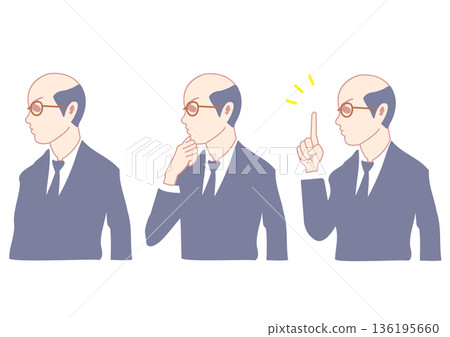 老年上班族上半身三個手勢 136195660