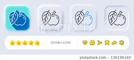 Apple line icon. Neumorphic, Flat shadow, 3d buttons. Fresh fruit sign. Natural food symbol. Line apple icon. Social media icons. Vector Apple line icon. Neumorphic, Flat shadow, 3d buttons. Fresh fruit sign. Natural food symbol. Line apple icon. Social media icons. Vector 136196160