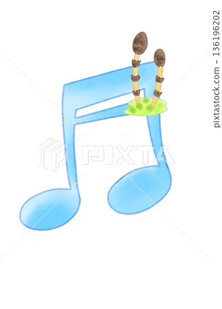 Musical note with horsetail Musical note with horsetail 136196202