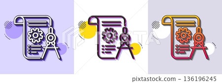 Divider document line icon. Halftone dotted pattern. Gradient icon with grain shadow. Engineering cogwheel tool sign. Cog gear symbol. Line divider document icon. Various designs. Vector Divider document line icon. Halftone dotted pattern. Gradient icon with grain shadow. Engineering cogwheel tool sign. Cog gear symbol. Line divider document icon. Various designs. Vector 136196245