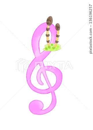 Musical note with horsetail 136196257