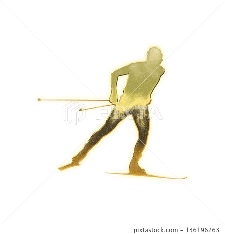 Golden male cross country skier with alpha channel Golden male cross country skier with alpha channel 136196263