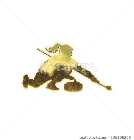 Golden female curler delivering, Alpha Channel 136196266