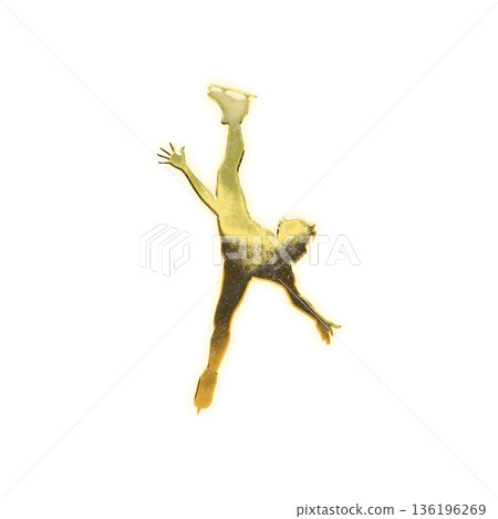 金色男子花式滑冰選手（附Alpha通道） 136196269