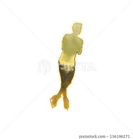 跳躍的金色男子花式滑冰運動員，Alpha Channel 136196271