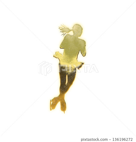 跳躍的金色女子花式滑冰運動員，Alpha Channel 136196272