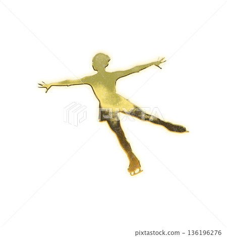 金色女子花式滑冰選手（附透明通道） 136196276