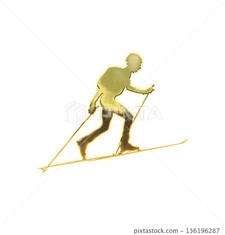 Golden ski mountaineer with alpha channel 136196287