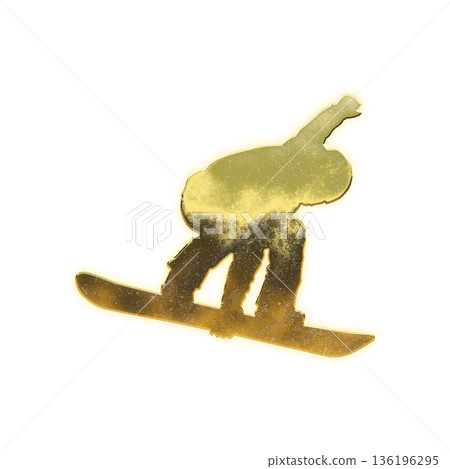 Golden Snowboarder Making a Grab, Alpha Channel 136196295