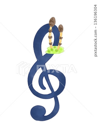 Musical note with horsetail Musical note with horsetail 136196304