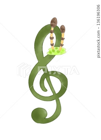 Musical note with horsetail Musical note with horsetail 136196306