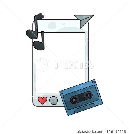 Illustration of Retro Cassette Tape Social Media Frame Illustration of Retro Cassette Tape Social Media Frame 136196528