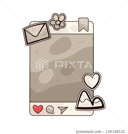 Illustration of Social Media Feed Post with Sketchbook Doodle Illustration of Social Media Feed Post with Sketchbook Doodle 136196532