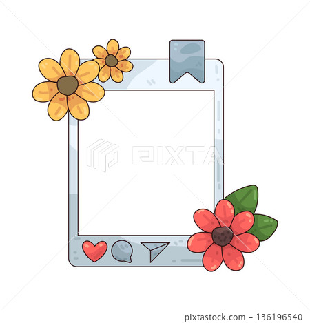 Illustration of Social Media Frame with Flowers Illustration of Social Media Frame with Flowers 136196540
