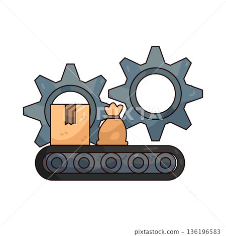 Illustration of conveyor belt Illustration of conveyor belt 136196583