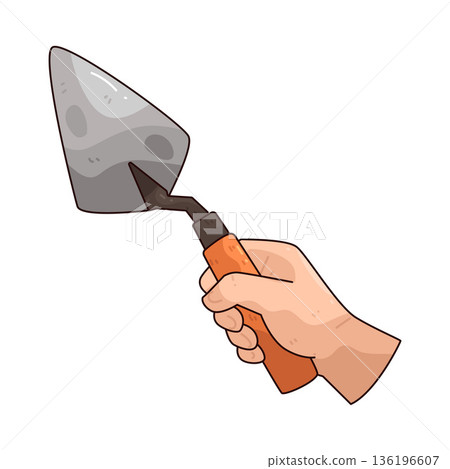Illustration of Hand holding Trowel Illustration of Hand holding Trowel 136196607