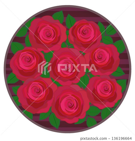 Illustration of a red rose with a circular background 136196664