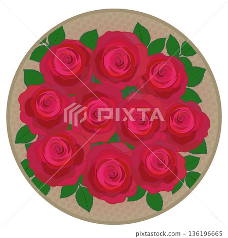 Illustration of a red rose with a circular background 136196665