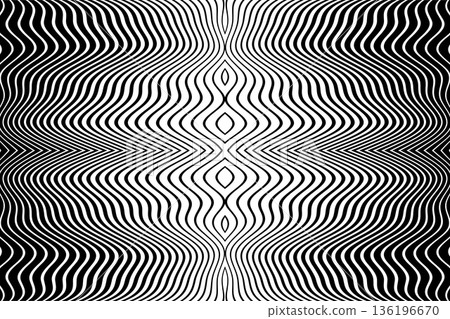Symmetrical Wavy Lines Pattern. Abstract Textured Background. 136196670