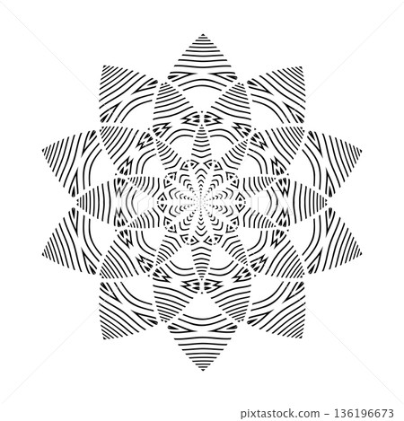 Abstract Radial Geometric Pattern in Flower Shape. Abstract Radial Geometric Pattern in Flower Shape. 136196673