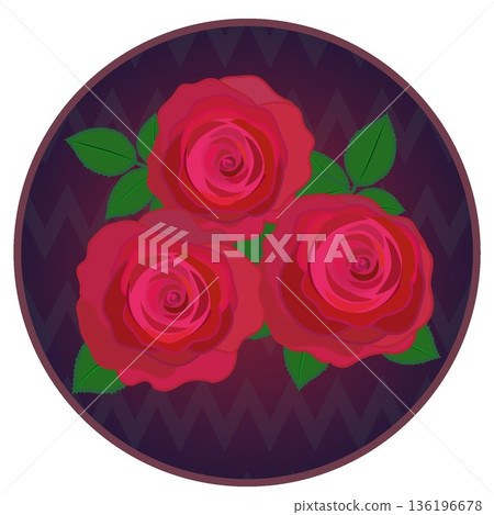 Illustration of a red rose with a circular background Illustration of a red rose with a circular background 136196678