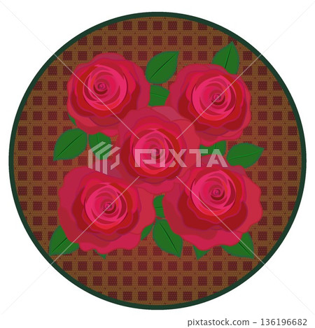 Illustration of a red rose with a circular background 136196682
